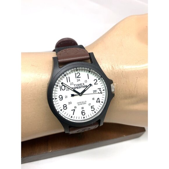 Timex Men's Watch TW4B08200 Expedition Quartz Indiglo White Dial Nylon Leather - Picture 12 of 15